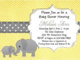 Yellow and Gray Elephant Baby Shower Invitations Yellow Elephant Baby Shower Invitation Yellow and Gray