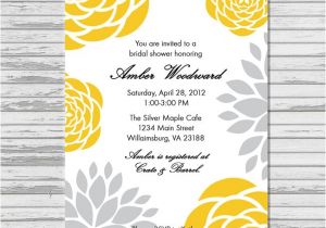 Yellow and Grey Bridal Shower Invitations Yellow and Gray Grey Bridal Shower Invitation by