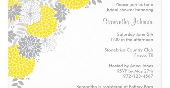 Yellow and Grey Bridal Shower Invitations Yellow and Grey Floral Bridal Shower Invitations Zazzle