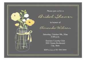 Yellow and Grey Bridal Shower Invitations Yellow and Grey Mason Jar Bridal Shower Invitation Zazzle