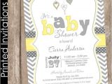 Yellow Gray Baby Shower Invitations Printed Neutral Yellow and Grey Baby Shower Invitation