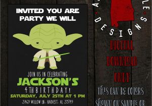Yoda Birthday Invitations Yoda Birthday Invitation by Alabamabelledesigns On Etsy