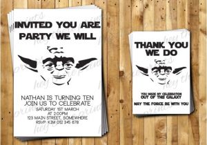 Yoda Birthday Party Invitations Yoda Birthday Invitations and Thank You Cards by