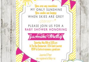 You are My Sunshine Baby Shower Invites Pink & Yellow You are My Sunshine Baby Shower Invitation
