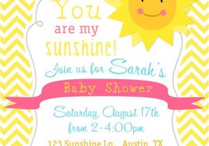 You are My Sunshine Baby Shower Invites You are My Sunshine Baby Shower Invitation Yellow Chevron
