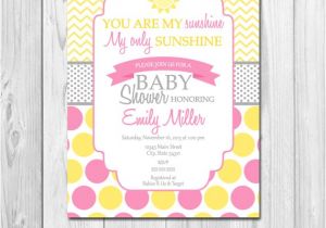 You are My Sunshine Baby Shower Invites You are My Sunshine Baby Shower Invitation Yellow Pink
