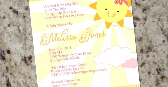 You are My Sunshine Baby Shower Invites You are My Sunshine Baby Shower Invitations Girly Summer