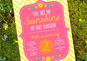 You are My Sunshine Birthday Invitation Template You are My Sunshine Party Invite Yellow orange Pink