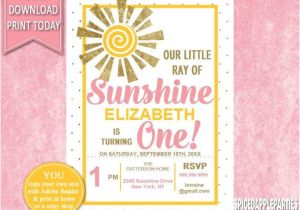 You are My Sunshine Party Invitation Template First Birthday Birthday Invitation 1st Birthday Ray Of