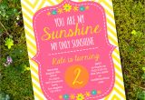 You are My Sunshine Party Invitation Template You are My Sunshine Party Invite Yellow orange Pink
