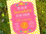 You are My Sunshine Party Invitation Template You are My Sunshine Party Invite Yellow orange Pink