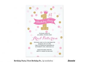 Zazzle 1st Birthday Invitations Birthday Party First Birthday Princess 5×7 Paper