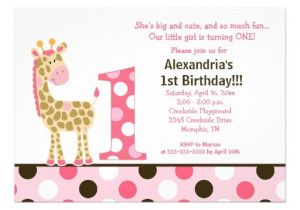 Zazzle 1st Birthday Invitations Pink Jungle Giraffe 1st Birthday Invitation 5×7 5 Quot X 7