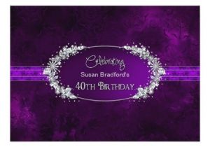 Zazzle 40th Birthday Invitations 40th Birthday Party Invitation Purple Gems