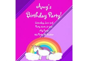 Zazzle Unicorn Birthday Invitations Cute Unicorn Birthday Invitation 13 Cm X 18 Cm Invitation