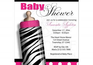 Zebra Print Baby Shower Invites Baby Shower Invitations Zebra Print Baby Bottle Hot Pink