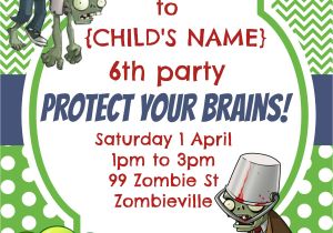 Zombie Birthday Invitation Template Party Invitation Plants Vs Zombies