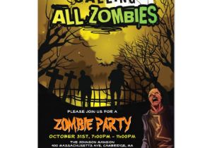 Zombie Birthday Party Invitation Template Calling All Zombies for A Halloween Zombie Party