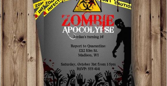 Zombie Party Invitation Template Zombie Birthday Invitation Zombie Party Apocalypse by