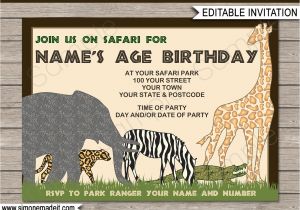 Zoo Birthday Invitation Template Safari or Zoo Party Invitations Template Birthday Party