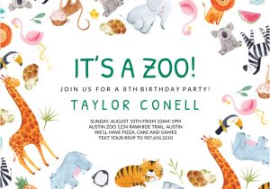 Zoo Birthday Party Invitation Template Its A Zoo Birthday Invitation Template Free